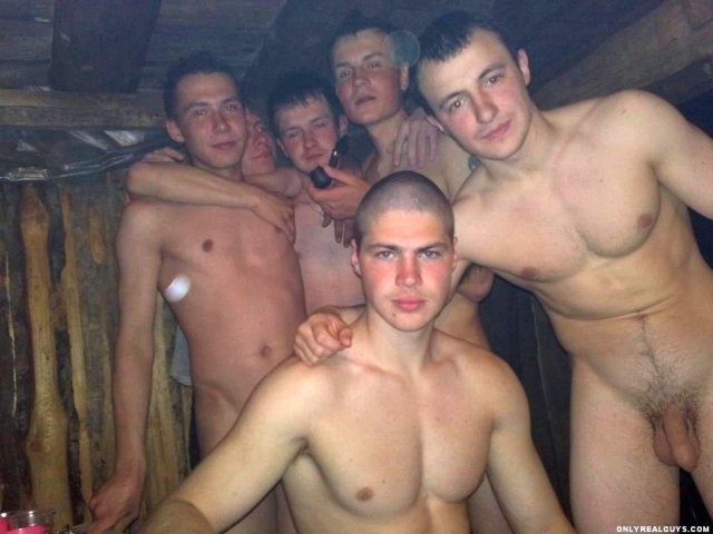 Group of hot straight Russian boys caught posing naked together