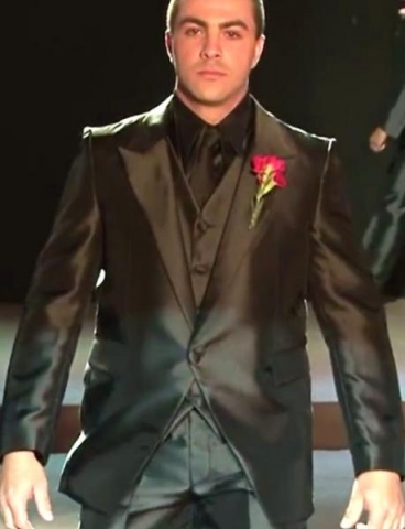 men in satin suit
