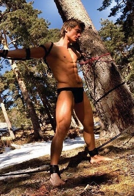 Twink chained in the wood
