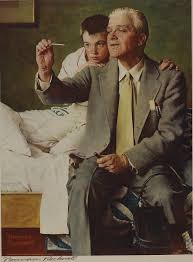 Rockwell Doctor and boy looking at thermometer