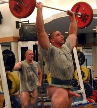 Lifting Weights With Exposed Cocks