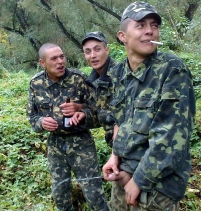 Russian soldiers taking a break