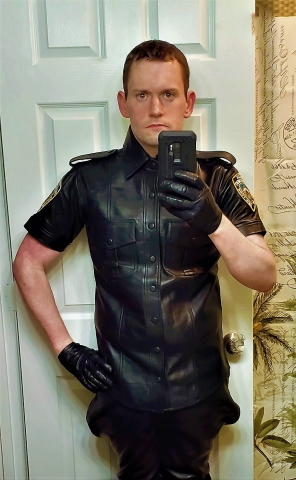 Me in Leather Cop Uniform Shirt & Breeches.