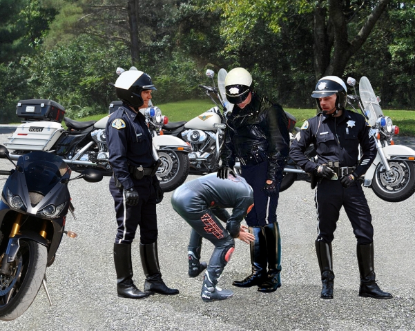 Cops and bikers in the traffic control