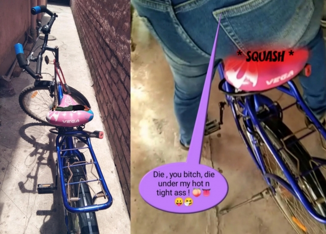 Me bike seat butt crushing man