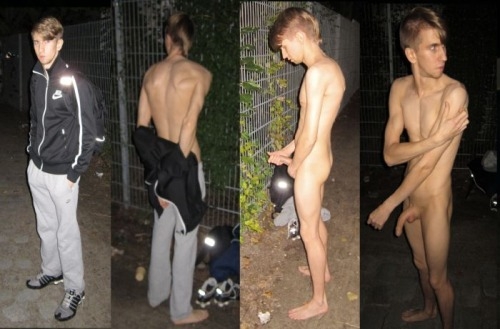 Hung twink undressed on the street 
