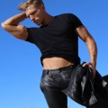 cute guys in leather